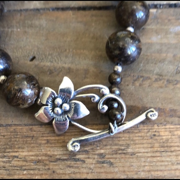Silpada Bronzite & Silver Flower Bracelet - Picture 6 of 7